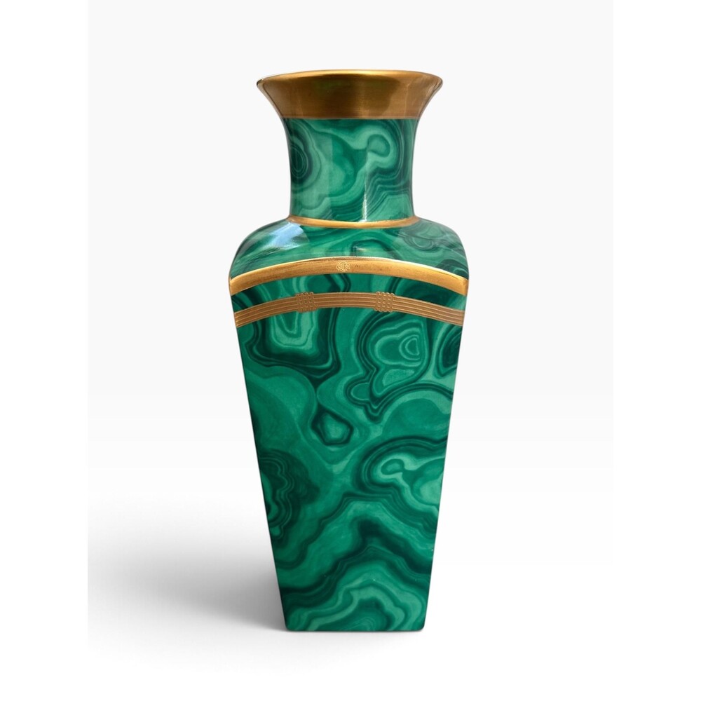 Vintage Christian Dior Fine China Gaudron Malachite Vase 10.5" Japan FLAWED